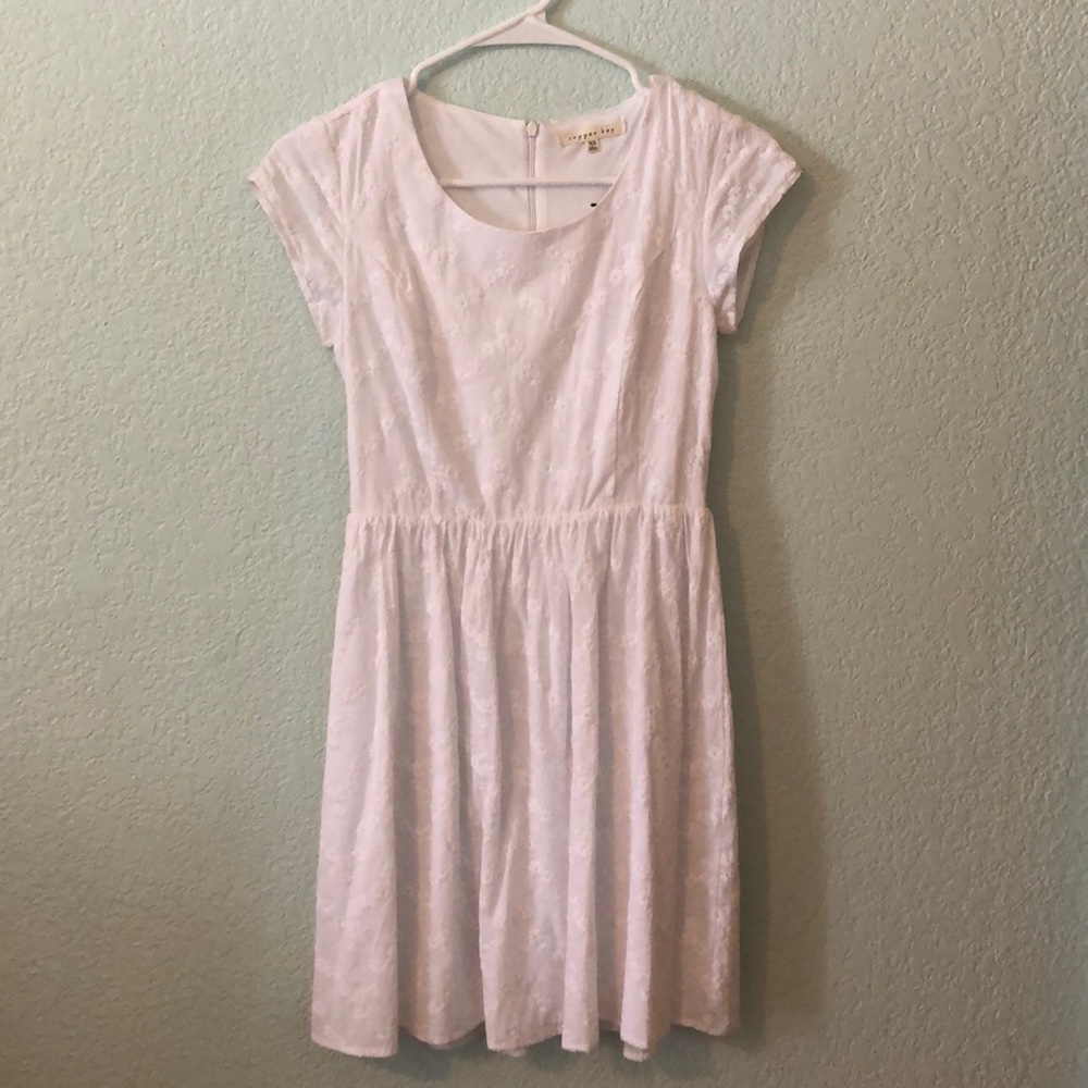 White summer dress with embroidered flowers